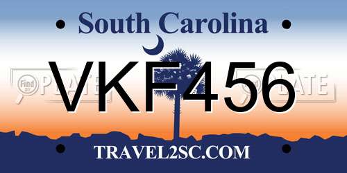 VKF456 South Carolina License Plate