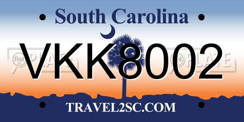 VKK8002 South Carolina License Plate