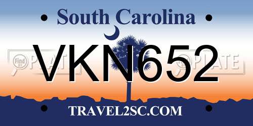VKN652 South Carolina License Plate