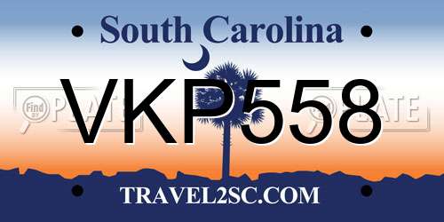 VKP558 South Carolina License Plate