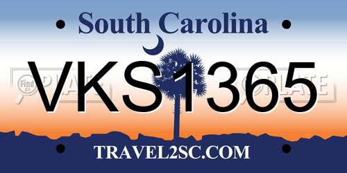 VKS1365 South Carolina License Plate