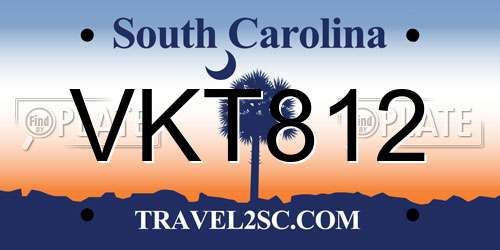 VKT812 South Carolina License Plate