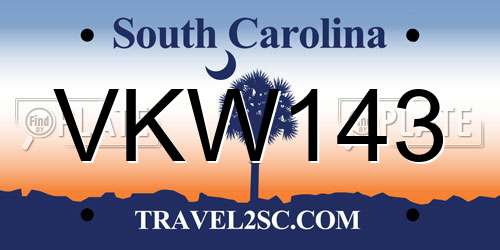 VKW143 South Carolina License Plate