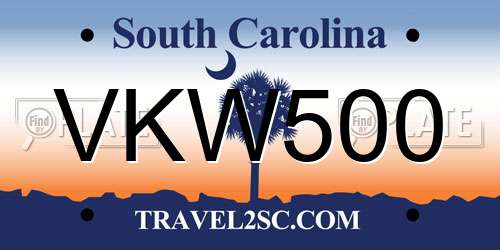 VKW500 South Carolina License Plate