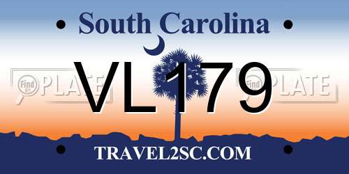 VL179 South Carolina License Plate