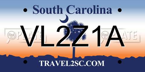 VL2Z1A South Carolina License Plate