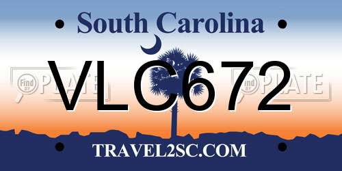VLC672 South Carolina License Plate