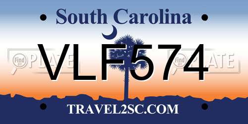 VLF574 South Carolina License Plate