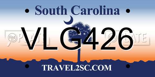 VLG426 South Carolina License Plate