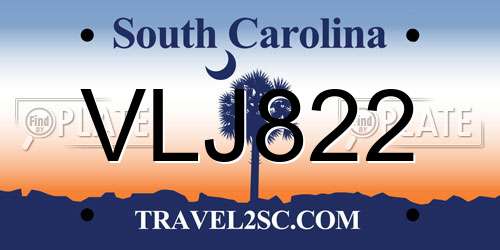 VLJ822 South Carolina License Plate