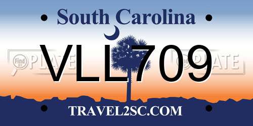 VLL709 South Carolina License Plate