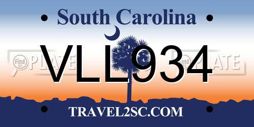 VLL934 South Carolina License Plate