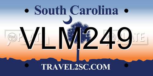VLM249 South Carolina License Plate