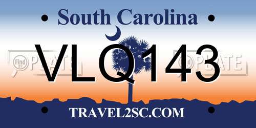 VLQ143 South Carolina License Plate