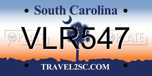 VLR547 South Carolina License Plate