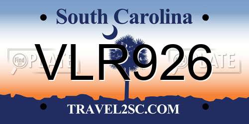 VLR926 South Carolina License Plate