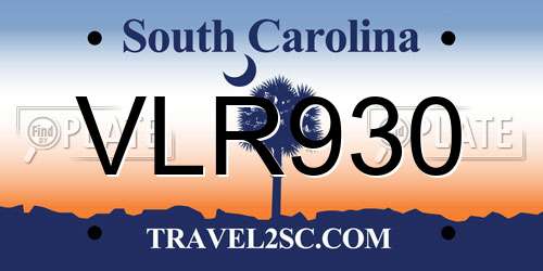 VLR930 South Carolina License Plate