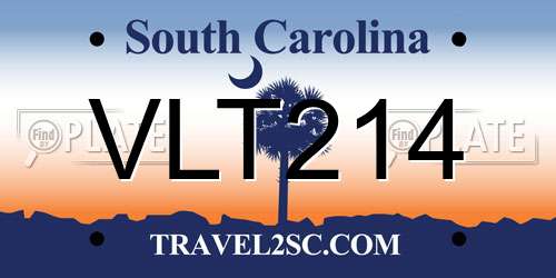 VLT214 South Carolina License Plate