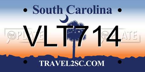 VLT714 South Carolina License Plate
