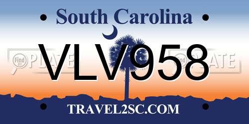 VLV958 South Carolina License Plate