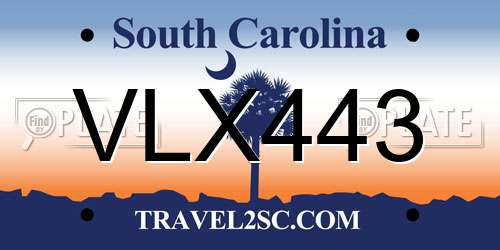 VLX443 South Carolina License Plate