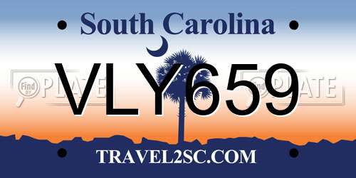 VLY659 South Carolina License Plate