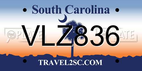 VLZ836 South Carolina License Plate