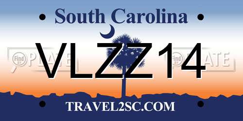 VLZZ14 South Carolina License Plate