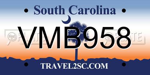 VMB958 South Carolina License Plate