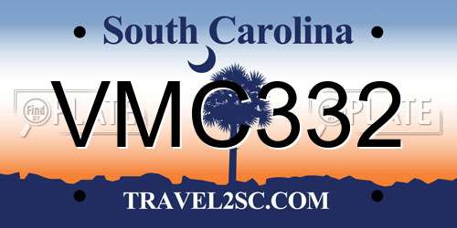 VMC332 South Carolina License Plate