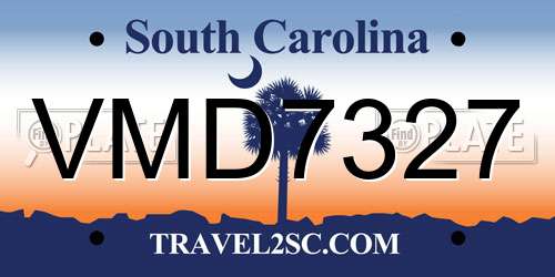VMD7327 South Carolina License Plate