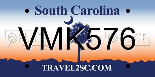 VMK576 South Carolina License Plate