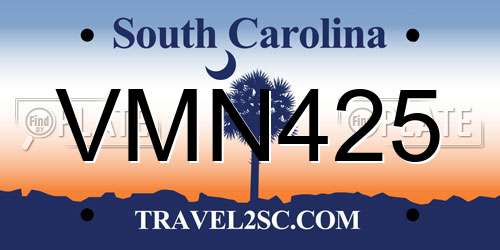 VMN425 South Carolina License Plate