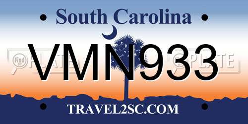 VMN933 South Carolina License Plate