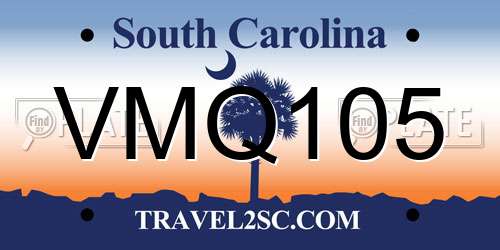 VMQ105 South Carolina License Plate