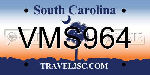 VMS964 South Carolina License Plate