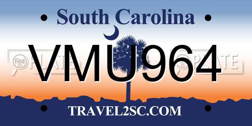 VMU964 South Carolina License Plate
