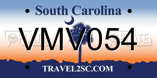 VMV054 South Carolina License Plate