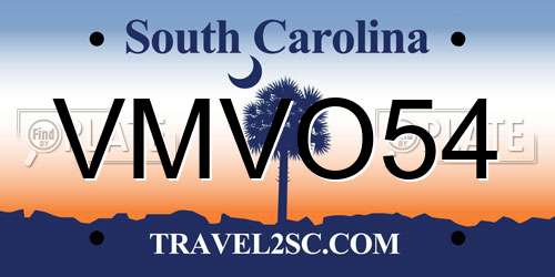 VMVO54 South Carolina License Plate