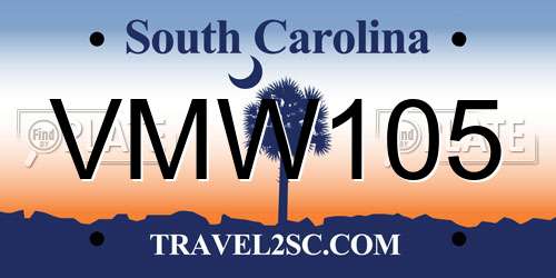 VMW105 South Carolina License Plate