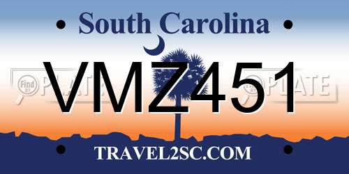 VMZ451 South Carolina License Plate