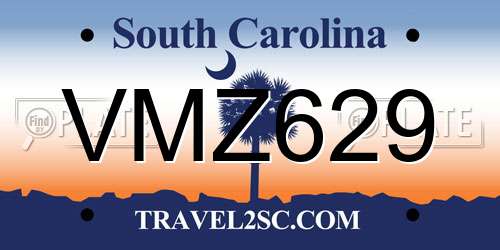 VMZ629 South Carolina License Plate