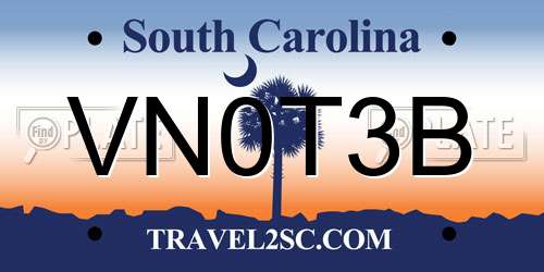 VN0T3B South Carolina License Plate
