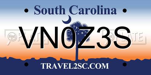 VN0Z3S South Carolina License Plate