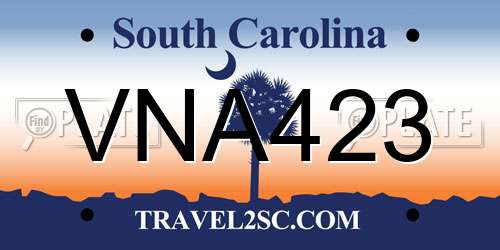 VNA423 South Carolina License Plate
