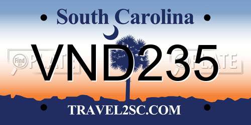 VND235 South Carolina License Plate
