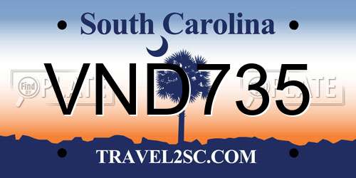 VND735 South Carolina License Plate