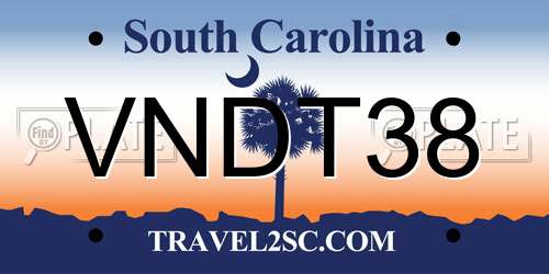 VNDT38 South Carolina License Plate