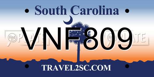 VNF809 South Carolina License Plate