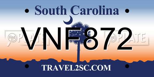 VNF872 South Carolina License Plate